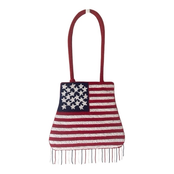 Vintage Beaded American Flag Purse - Picture 1 of 13